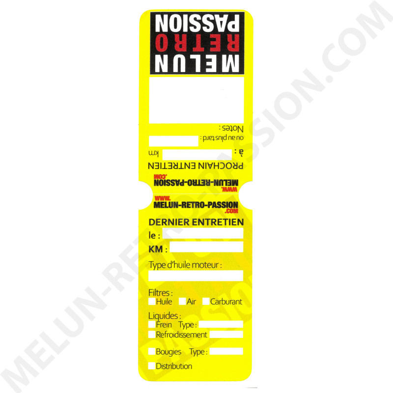 STICKER VEHICLE MAINTENANCE MELUN RETRO PASSION YELLOW